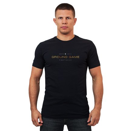 T-Shirt für Herren Gold Typo (Schwarz)